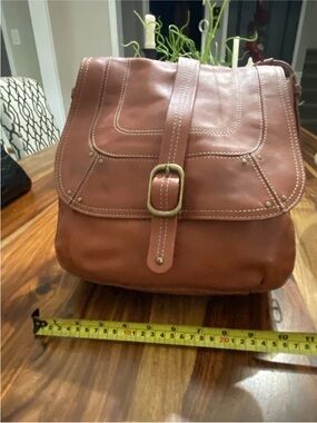 Levenger Brown Leather Crossbody Saddle Bag